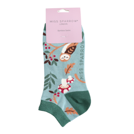 Woodland Trainer Socks Duck Egg