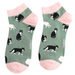 Black & White Cats Trainer Socks Green