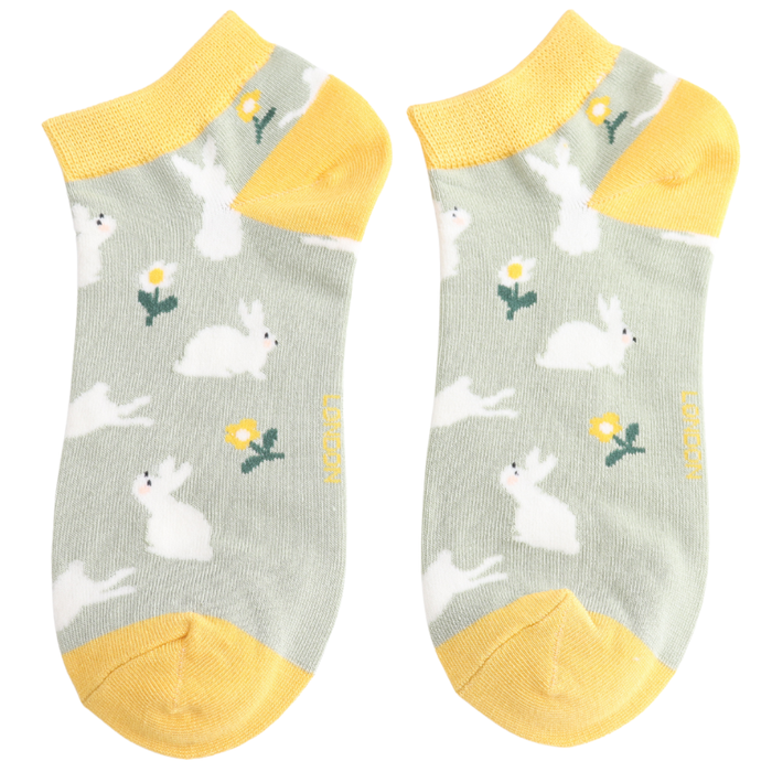 Bunnies & Daisies Trainer Socks Mint
