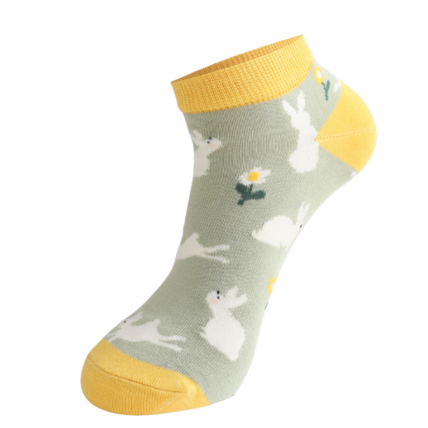 Bunnies & Daisies Trainer Socks Mint