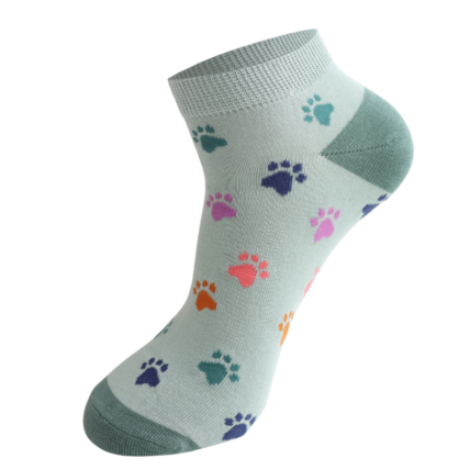 Multi Paw Prints Trainer Socks Duck Egg