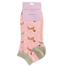 Sausage Dog & Spots Trainer Socks Dusky Pink