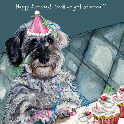 Little Dog Laughed Wirehair Dachshund Birthday Card