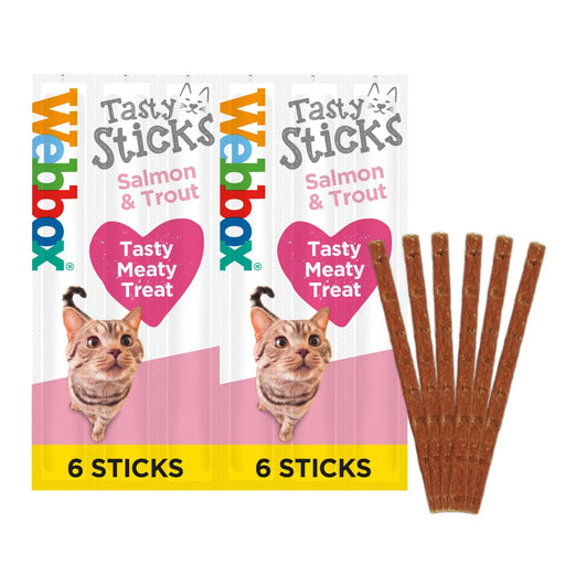 Webbox Tasty Sticks Salmon & Trout Cat Treats - Pack of 6 Sticks