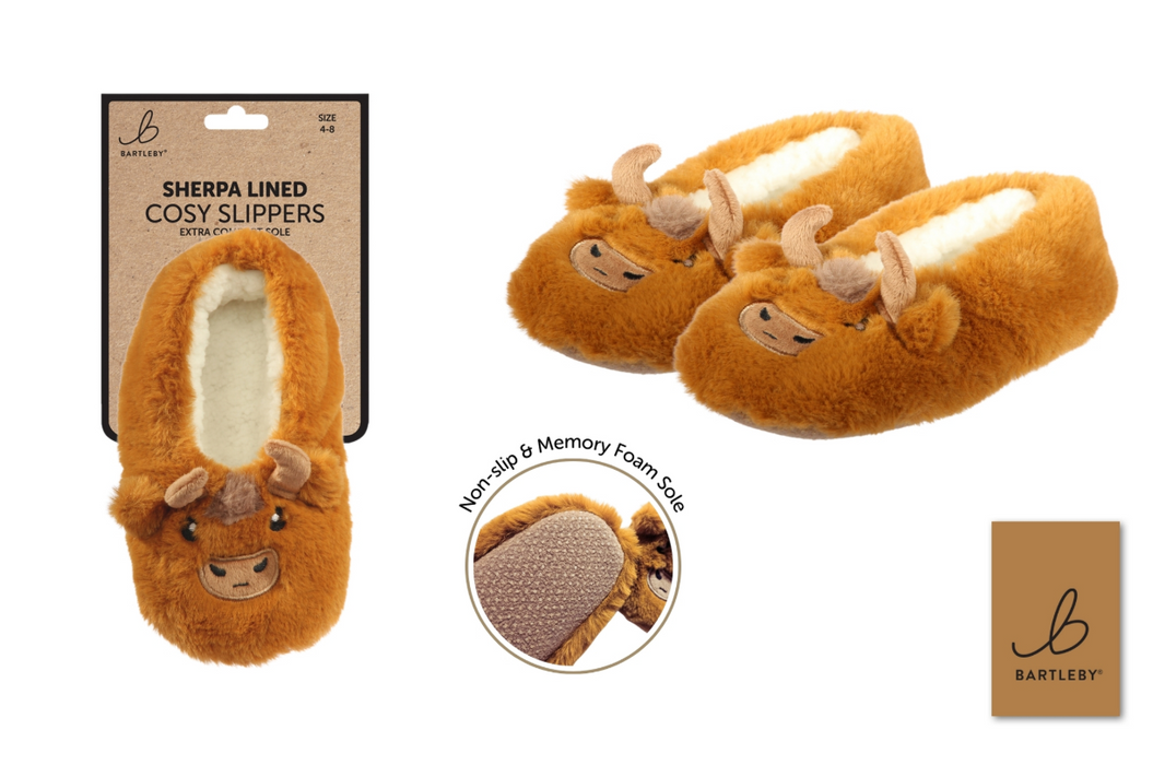 Sherpa Slippers Highland Cow 