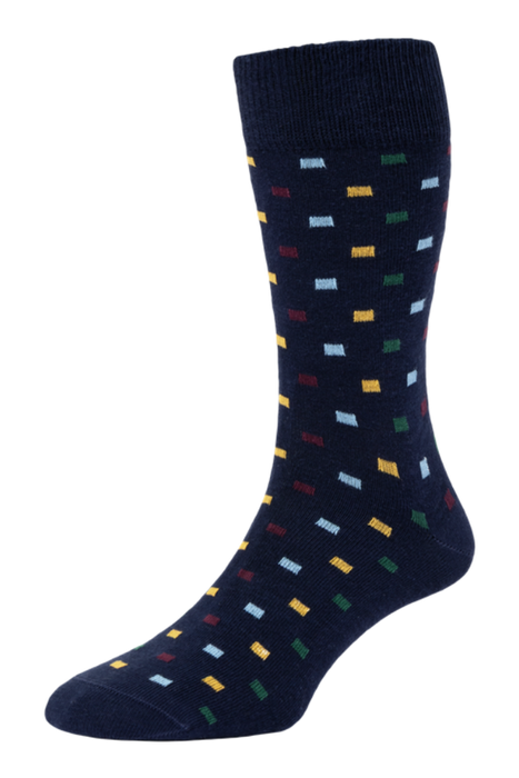 HJ Sock Stripes & Squares 3pk Navy