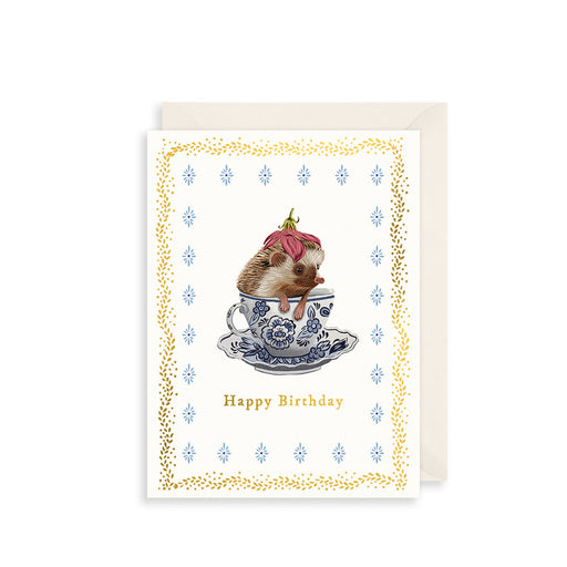 The Art File Hedgehog In Teapot Card