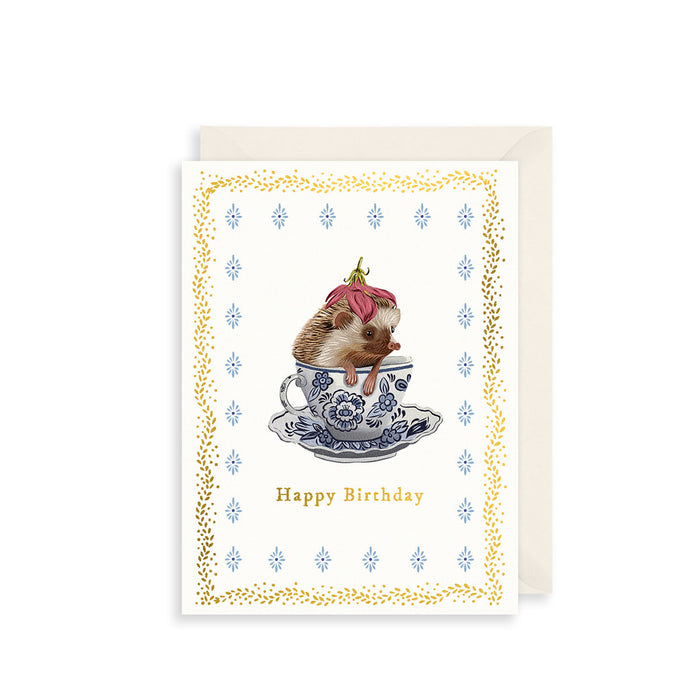 The Art File Hedgehog In Teapot Card