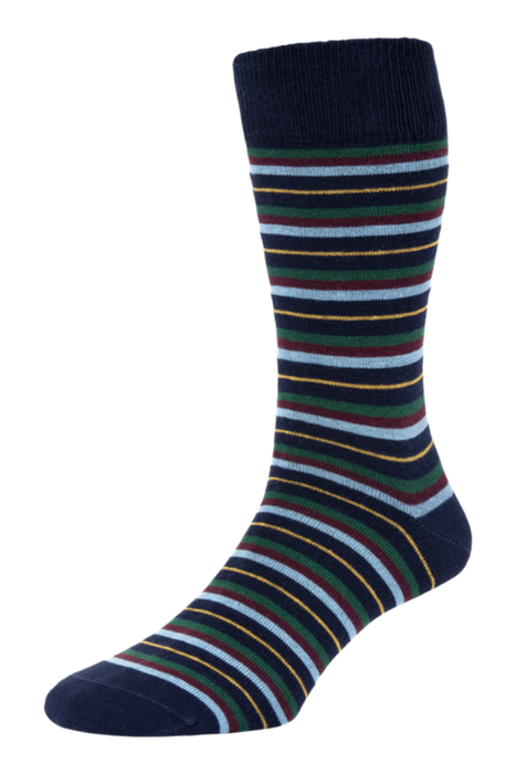 HJ Sock Stripes & Squares 3pk Navy