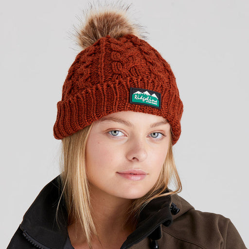 Ridgeline Nordic Fleck Bobble Hat Russet