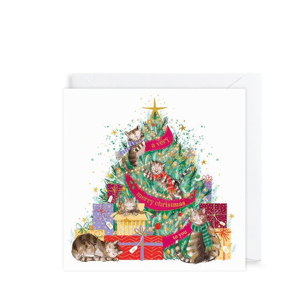 Art File Cat Christmas Tree Pk6 Charity Cards