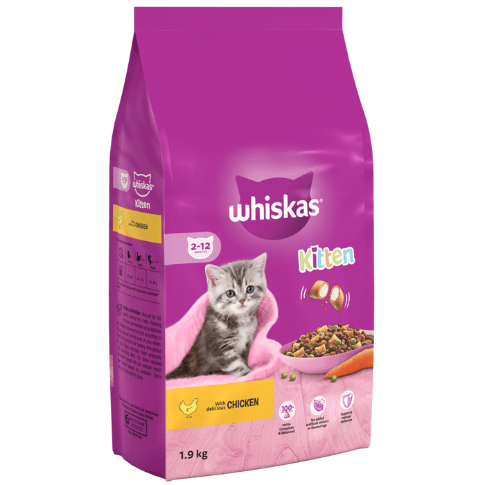 WHISKASÃ‚Â® Kitten 2-12 Months with Chicken Dry Kitten Food 1.9kg