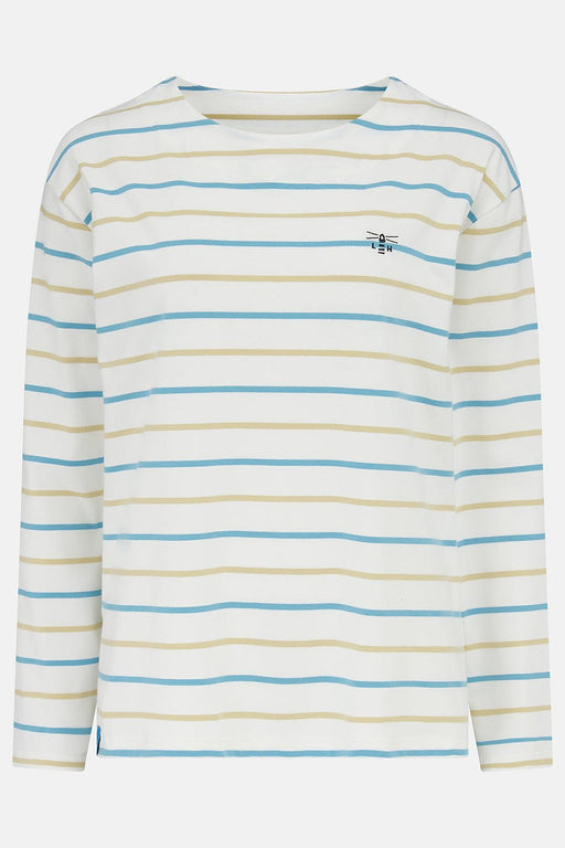 Lighthouse Causeway Long Sleeved Top Blue & Clay Stripe