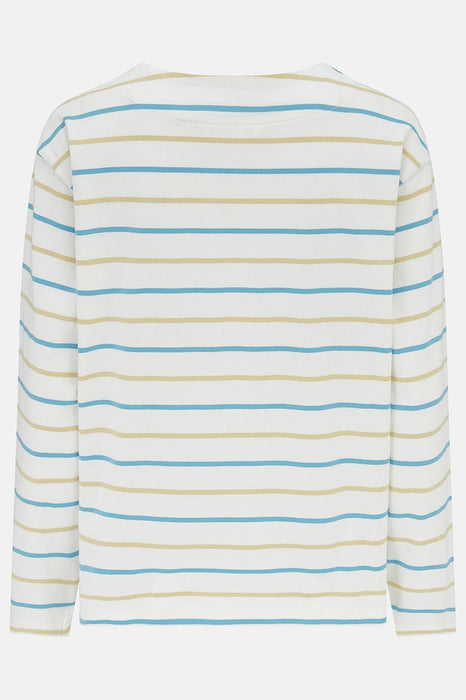 Lighthouse Causeway Long Sleeved Top Blue & Clay Stripe