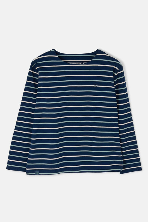Navy and white striped long-sleeve shirt 