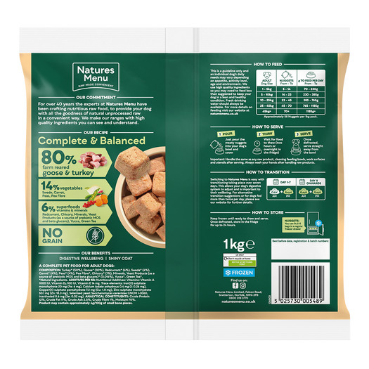Natures Menu 80/20 Goose & Turkey Nuggets 1kg