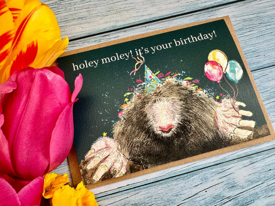 Holey Moley Mole Birthday Card