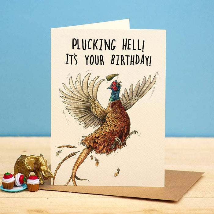 Plucking Hell Card - Birthday Card