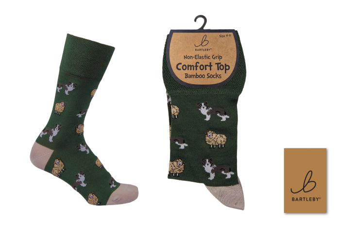 Mens Bamboo Sheep & Sheep Dog Socks Comfy Top
