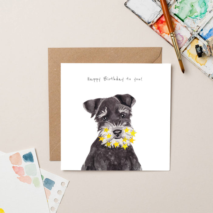 Birthday Card - Schnauzer with Star Beard - UK Made