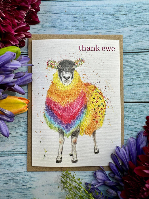 Thank You Rainbow Sheep Card