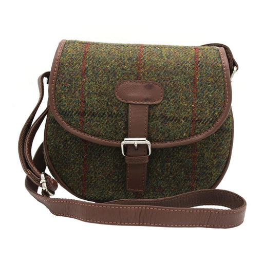 Rowan Harris Tweed Saddle Bag Green Check