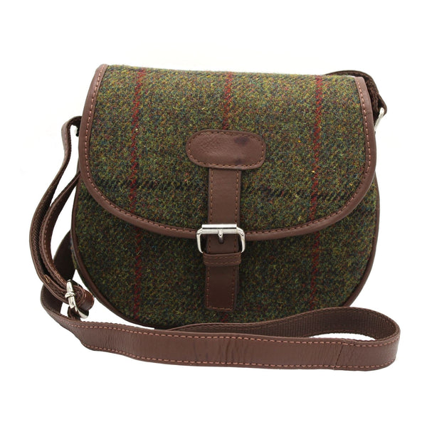Rowan Harris Tweed Saddle Bag Green Check