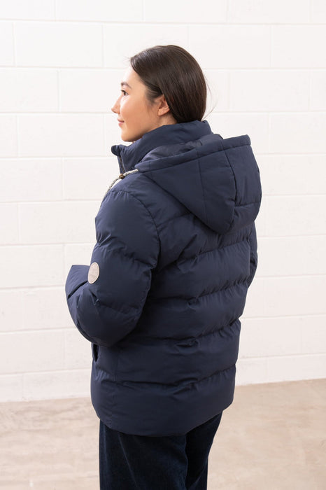 Navy Blue Puffer jacket with hood