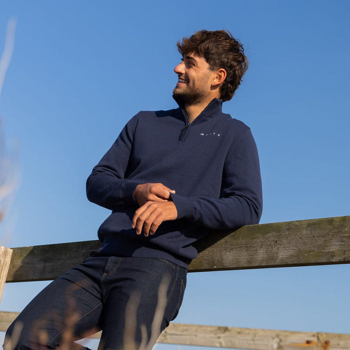  Musto Men's Evo Knit Windproof 1/4 Zip Navy