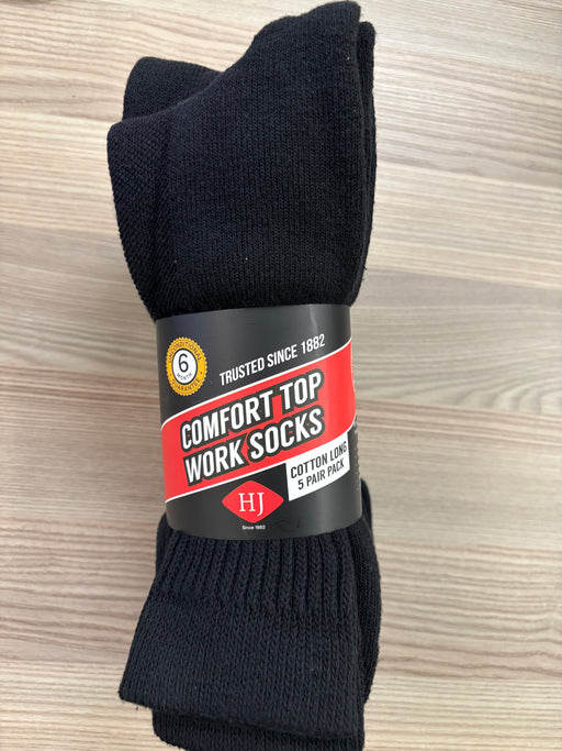 HJ Comfort Top Work Sock Pk5 Black