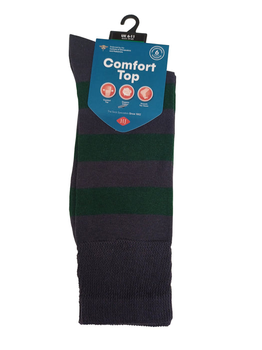 HJ Stripe Comfort Top Sock 6-11 Black