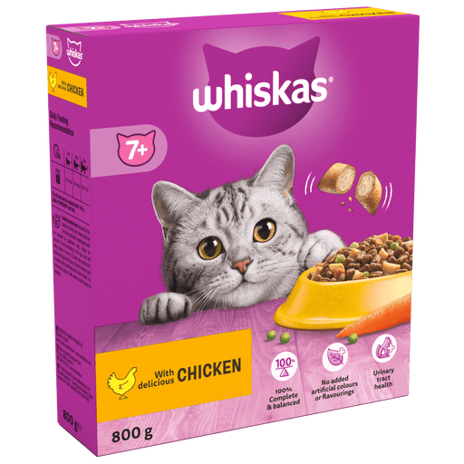WHISKASÂ® Senior 7+ with Chicken Dry Cat Food 800g