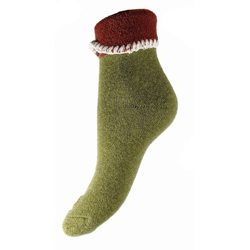 Joya Green Cuff Socks With Rust Cuff