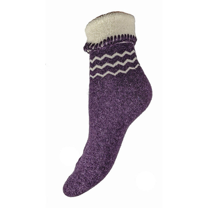 Joya Purple Cuff Socks With Zig Zag Pattern