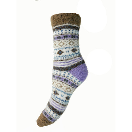 Joya Purple & Brown Patterned Wool Blend Socks