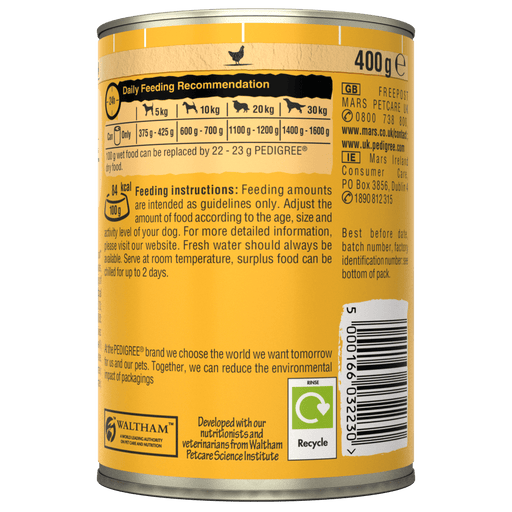 Pedigree Chum Adult Dog Chicken Chunks In Gravy 12x400g Tins
