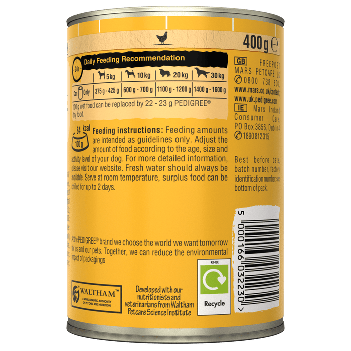 Pedigree Chum Adult Dog Chicken Chunks In Gravy 12x400g Tins