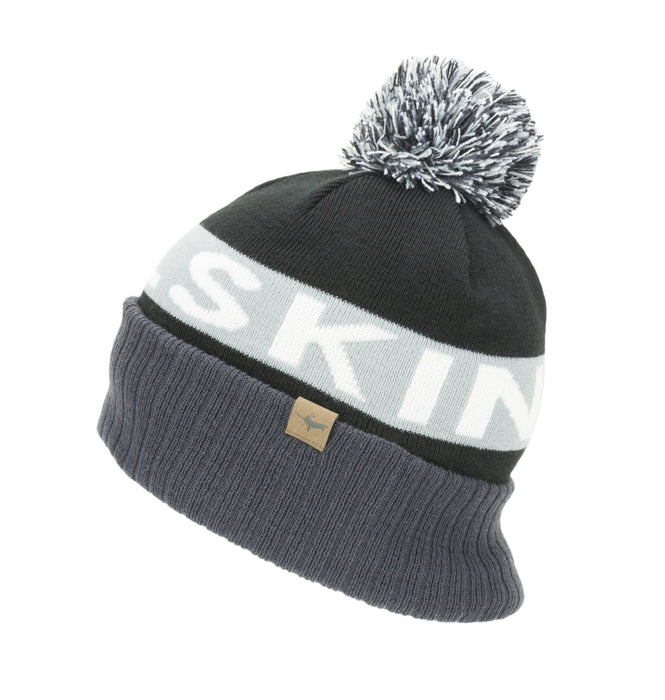 Sealskinz Cold Weather Bobble Hat Black/White