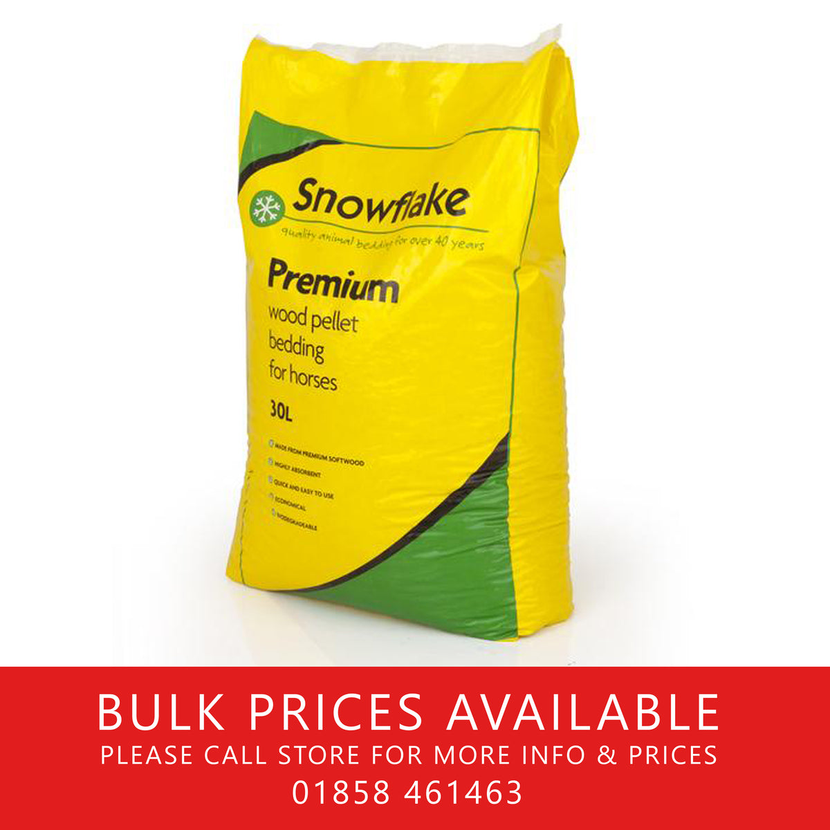 Snowflake Equine Wood Pellets 30L — Welland Valley Feeds Ltd