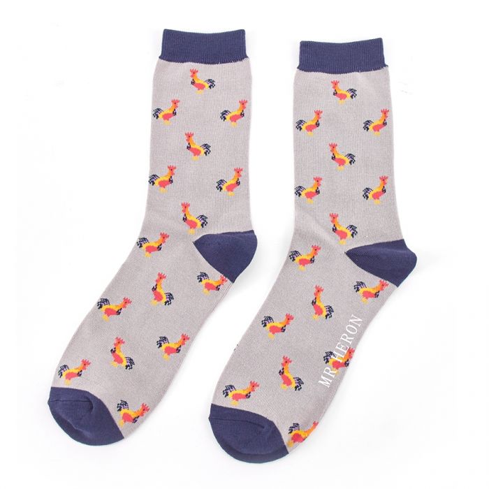 Mr Heron Roosters Grey Socks