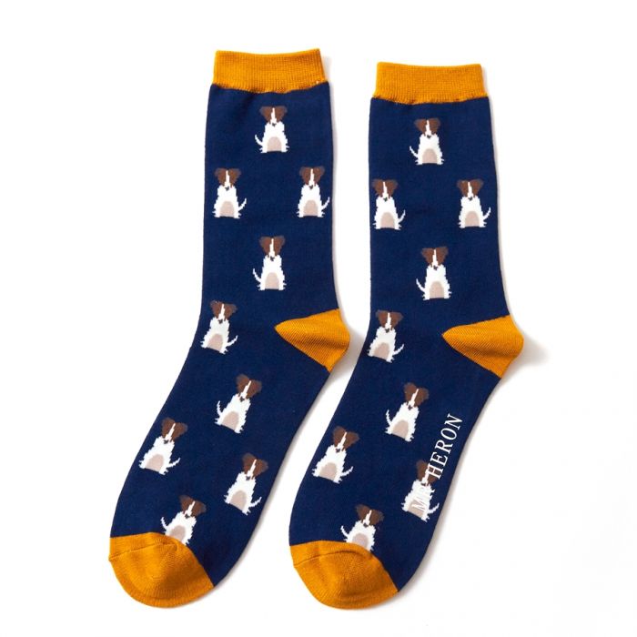 Mr Heron Mini Jack Russells Navy Socks