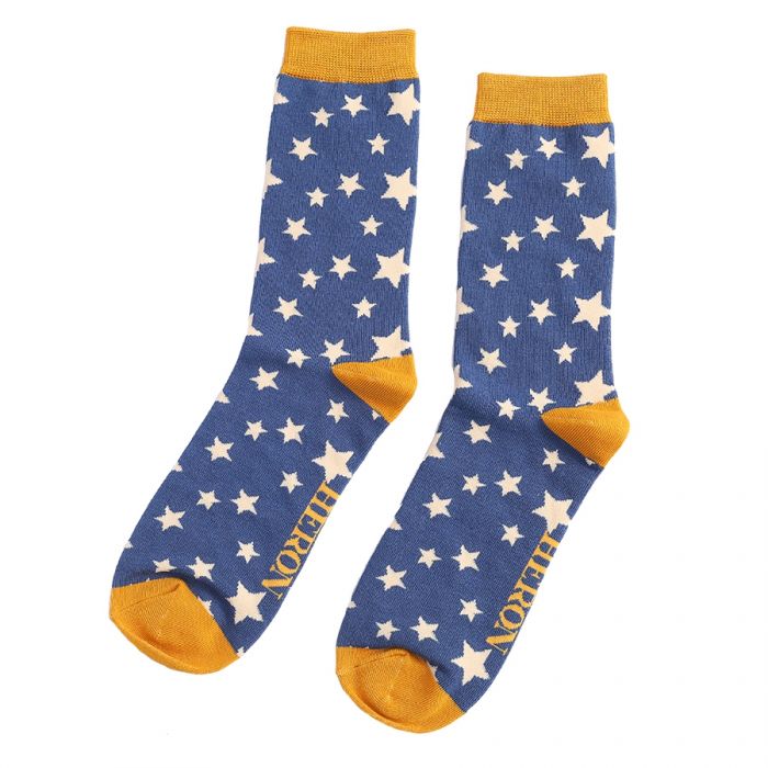 Mr Heron Stars Navy Socks