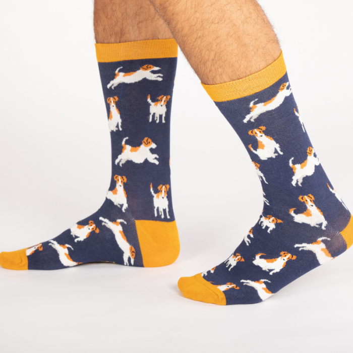 Mr Heron Jack Russells Navy Socks
