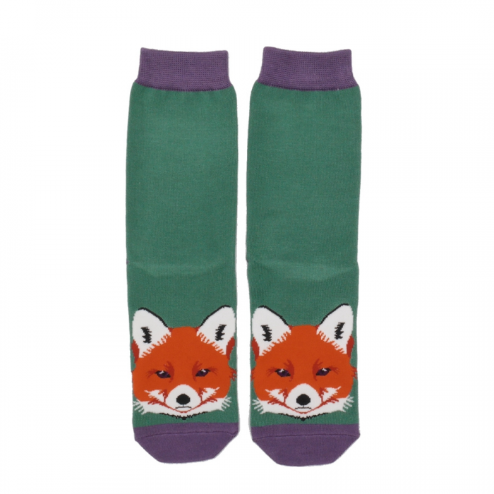 Fox Faces Green Socks