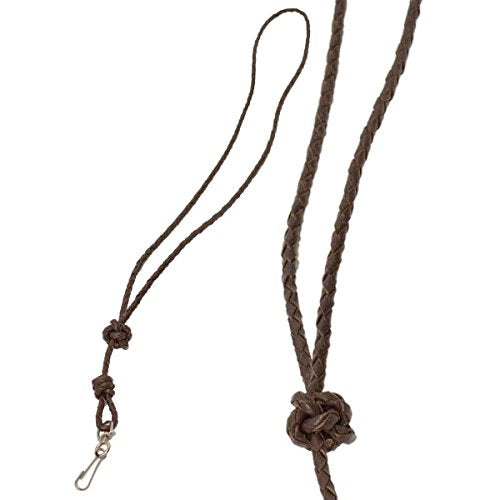 Plaited Leather Lanyard Brown