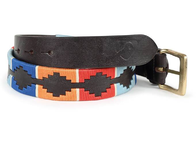 Drover Polo Belt 80cm Turq/Red/Blue