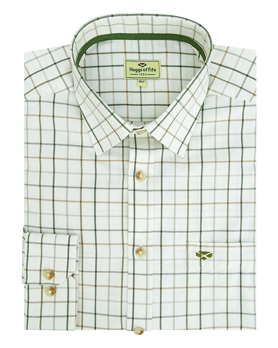 Hoggs Of Fife Luxury Tattersall Shirt Green Balmoral
