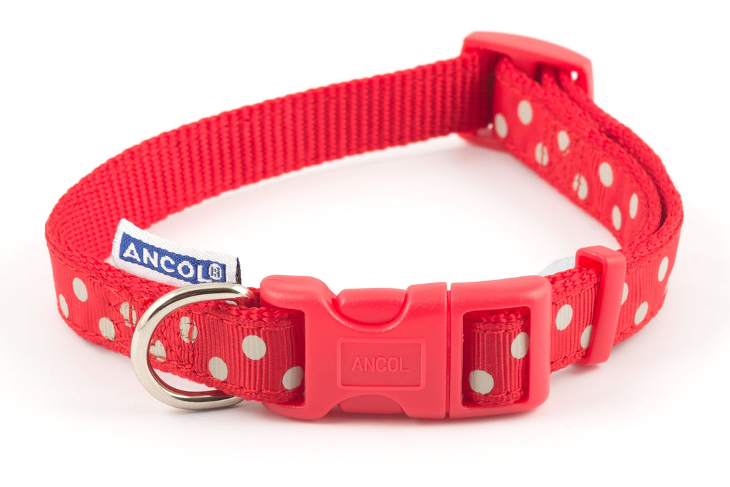 Ancol Vintage Polka Dog Collar Red