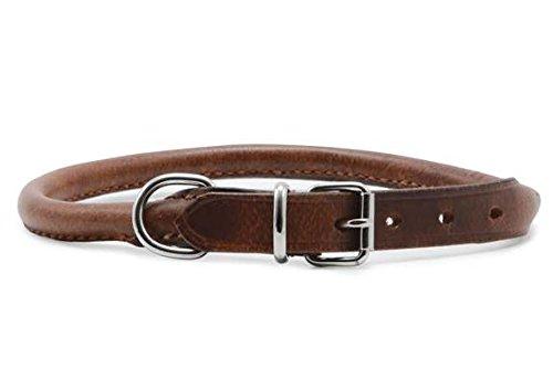 Ancol Rolled Leather Collar Chestnut