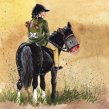 Alex Clark Red Ribbons Girl And Horse Card
